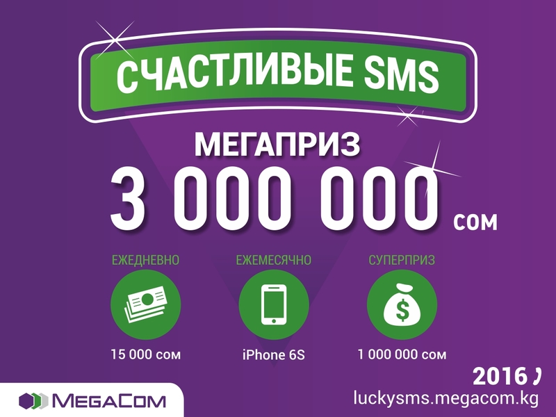 Виграй 1 000 000 сомів у вікторині «Щасливі SMS» від MegaCom